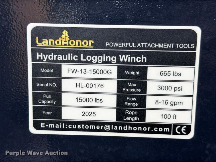 image for item FB8300 2025 LandHonor FW-13-15000G skid steer winch