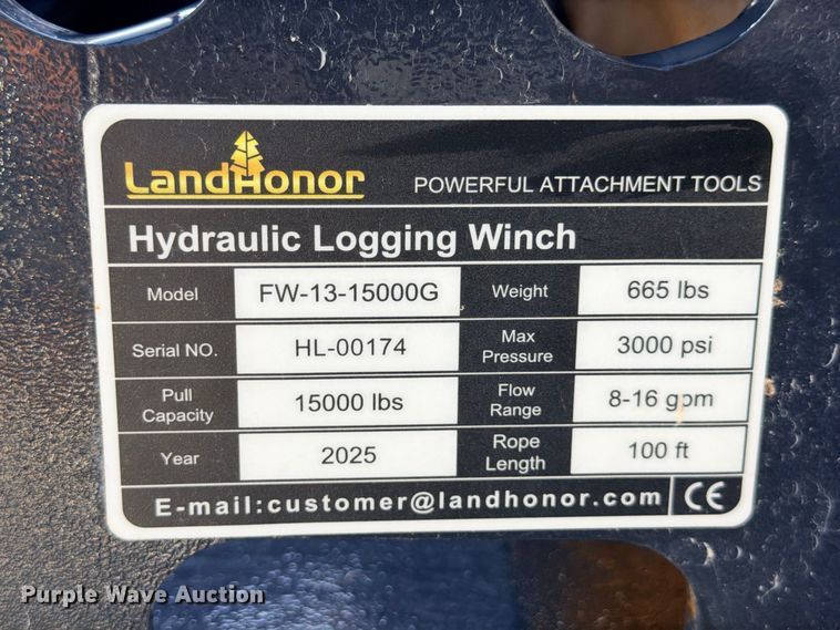 image for item FB8301 2025 LandHonor FW-13-15000G skid steer winch
