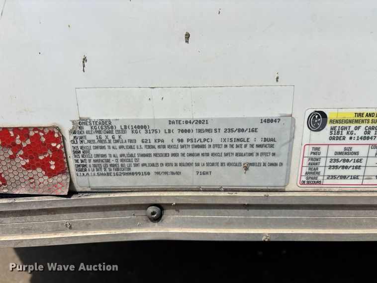 image for item FG0615 2021 Homesteader, LLC 716HT enclosed cargo trailer