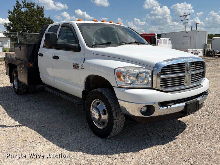 image for item FK3408 2008 Dodge Ram 3500HD Ext. Cab flatbed pickup truck
