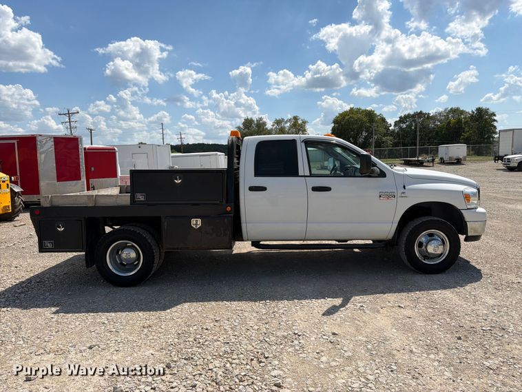 image for item FK3408 2008 Dodge Ram 3500HD Ext. Cab flatbed pickup truck