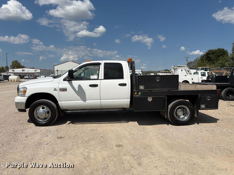 image for item FK3408 2008 Dodge Ram 3500HD Ext. Cab flatbed pickup truck
