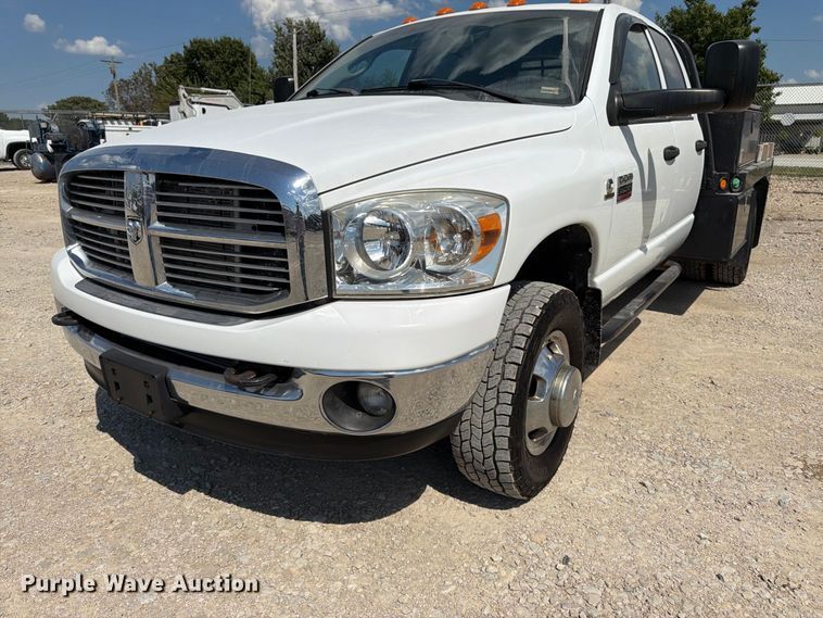image for item FK3408 2008 Dodge Ram 3500HD Ext. Cab flatbed pickup truck