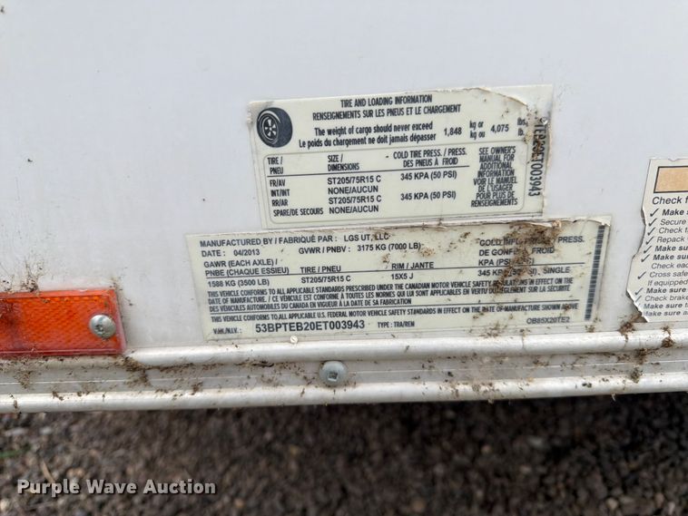 image for item FK4596 2014 LGS Trailers Pace enclosed cargo trailer