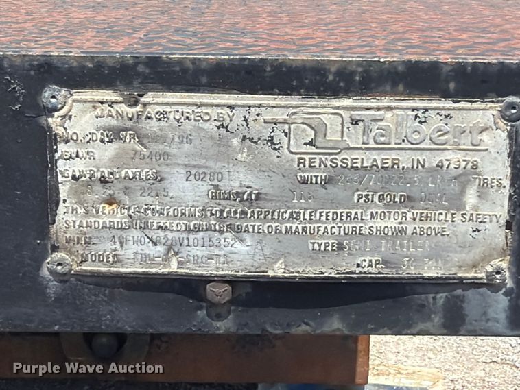 image for item FN2553 1997 Talbert lowboy equipment trailer