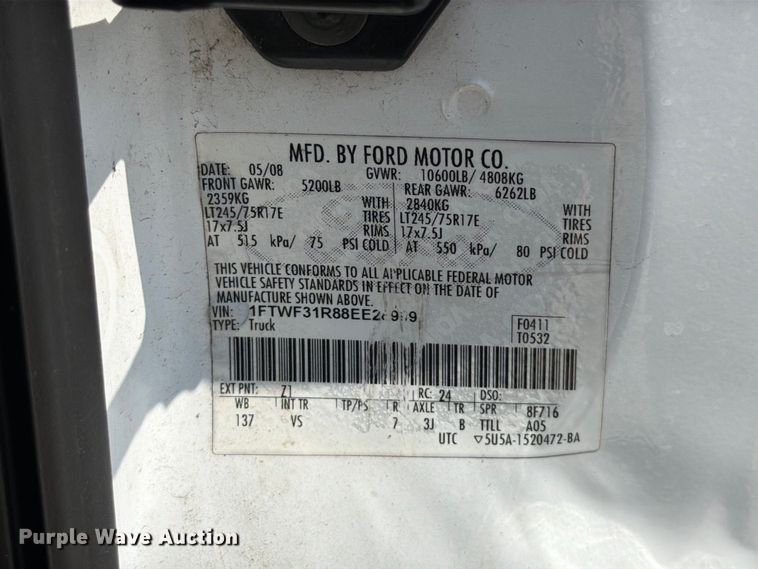 image for item FT6198 2008 Ford F350 Super Duty pickup truck