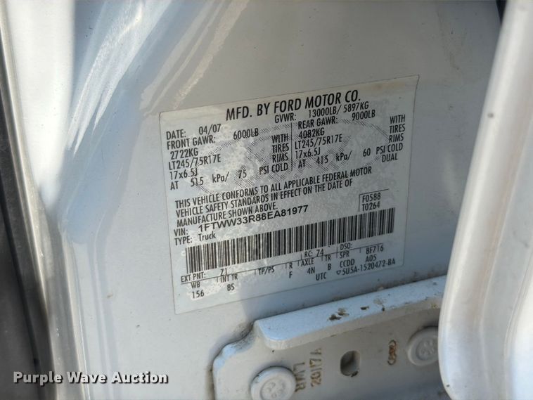 image for item FT6200 2008 Ford F350 Super Duty Crew Cab pickup truck