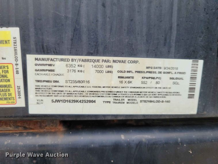 image for item FU0027 2019 Sure-Trac ST8216HLOD dump trailer