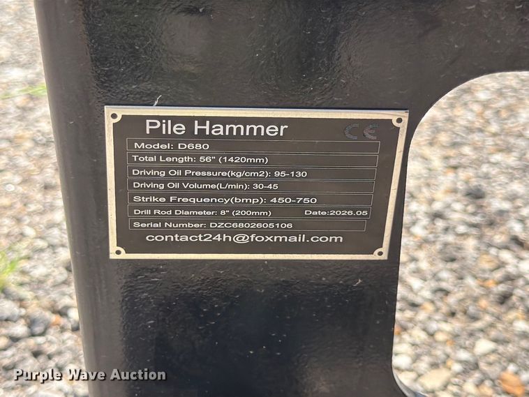 image for item MQ9075 2026 D680 skid steer pile hammer