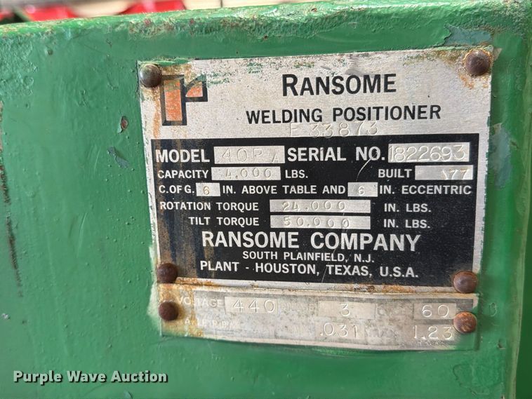 image for item MZ9999 1977 Ransome 40PA welding positioner