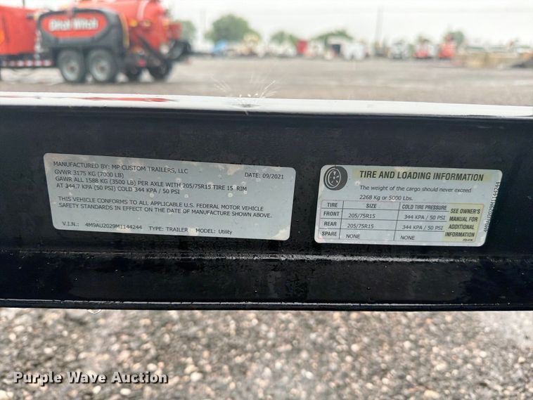 image for item NU9598 2021 MP Custom  utility trailer