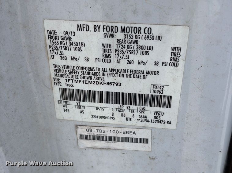 image for item YA3211 2013 Ford F150  pickup truck