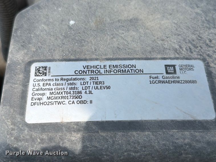 image for item YA3642 2021 Chevrolet Silverado 1500 Ext. Cab pickup truck