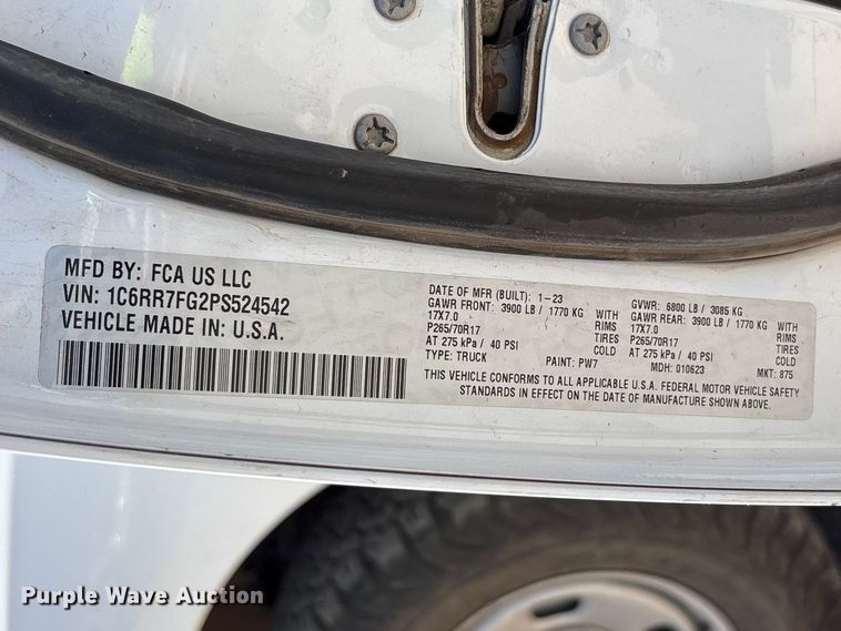 image for item YA3801 2023 RAM 1500 pickup truck