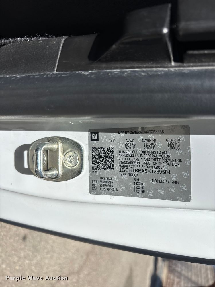 image for item YA3898 2019 Chevrolet Colorado Ext. Cab pickup truck