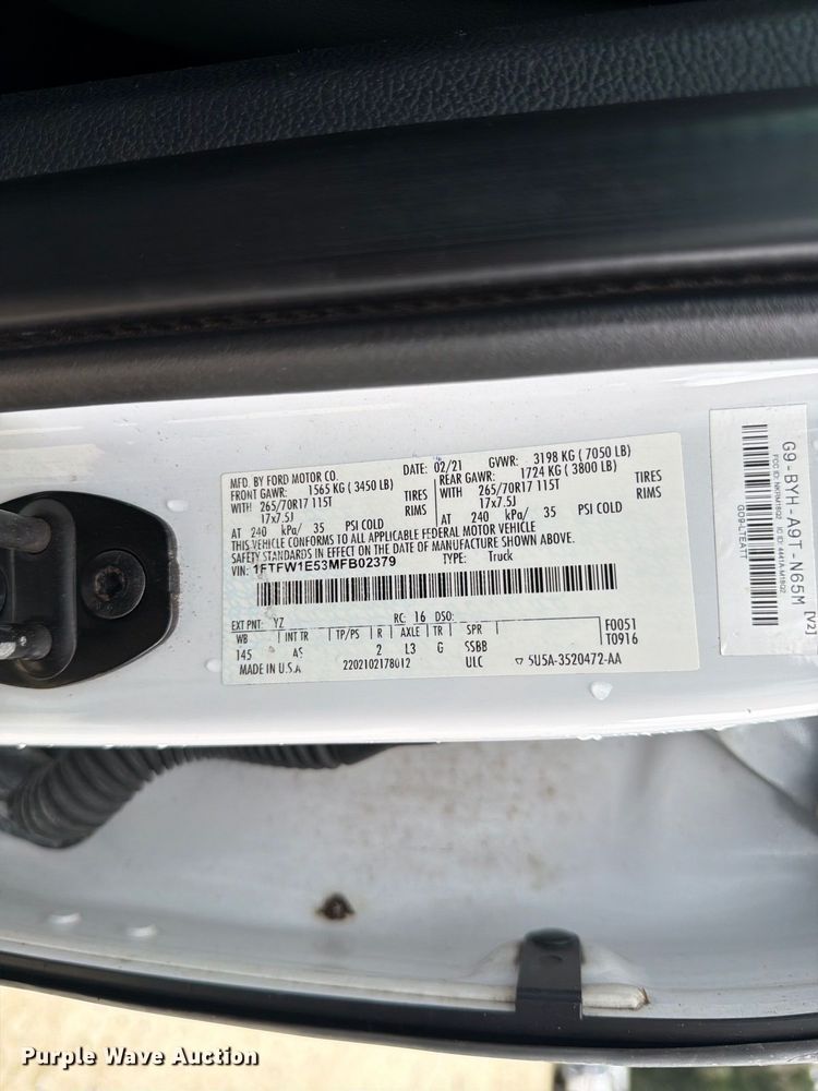 image for item YA4035 2021 Ford F150 Crew Cab pickup truck