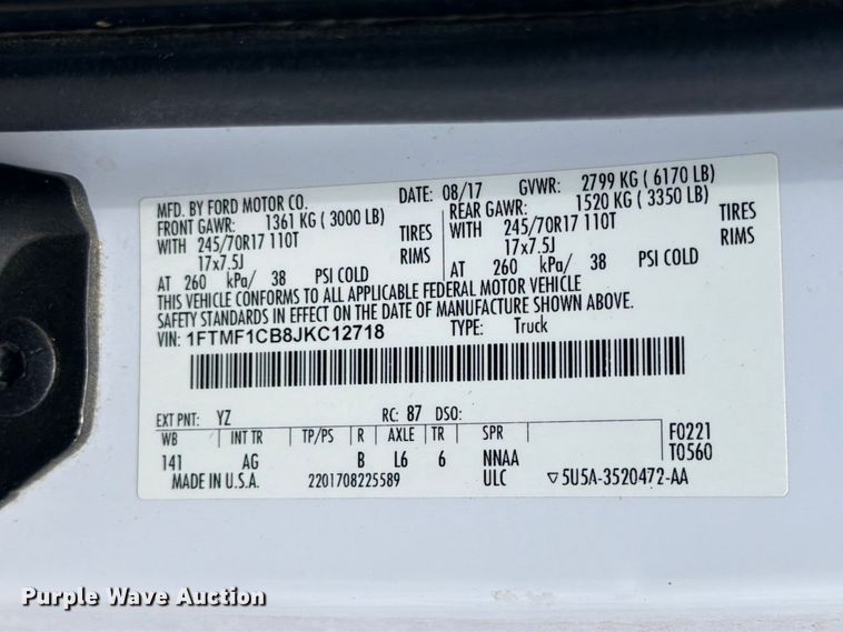 image for item YA4396 2018 Ford F150 pickup truck