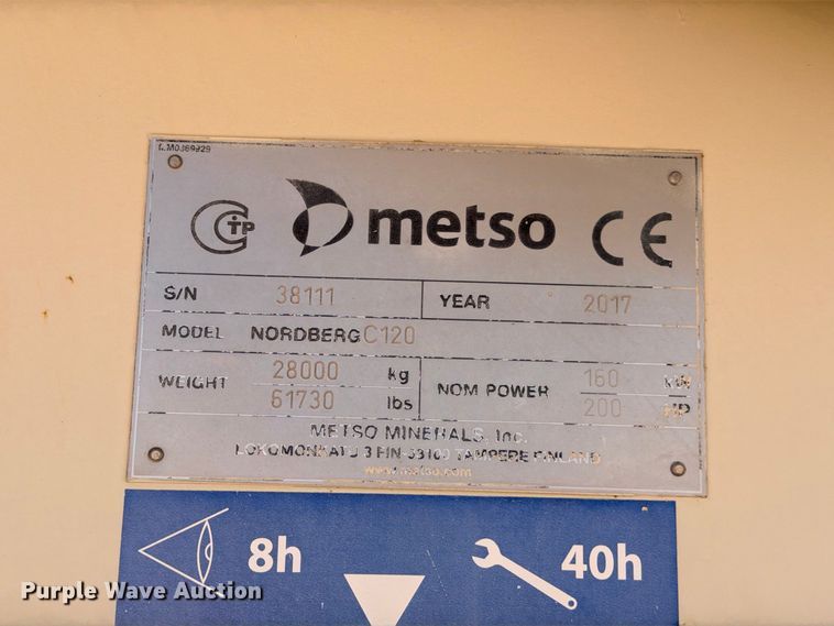 image for item DU1508 2017 Metso Lokotrack LT120 jaw crusher