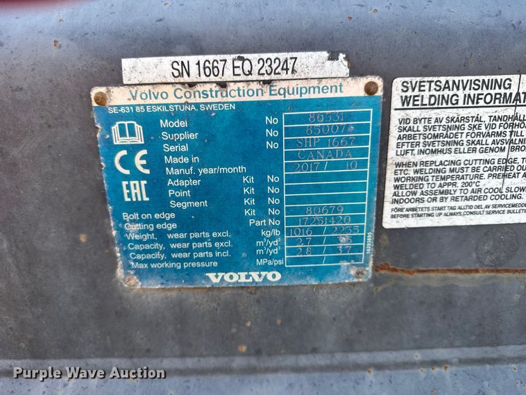 image for item DY3284 2018 Volvo L120H wheel loader