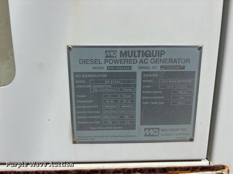 image for item EF6427 (2) MQ Power DCA-70SSJU4I generators
