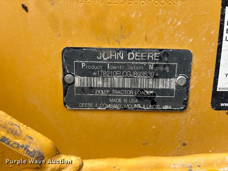image for item EL2612 2016 John Deere 210LEP landscape tractor