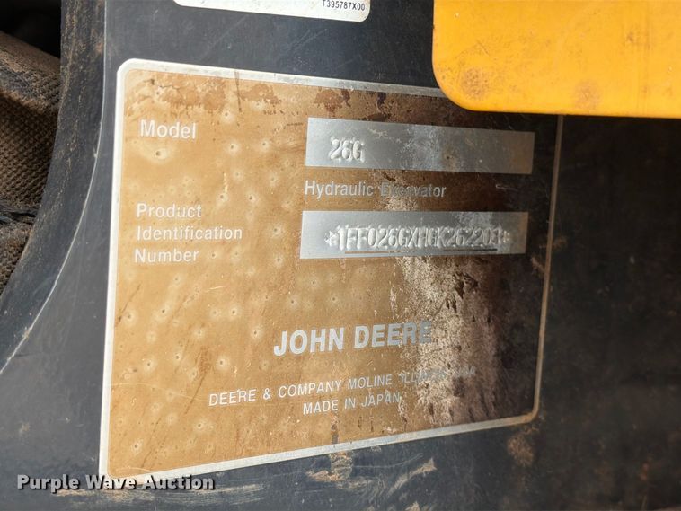 image for item EP7531 2017 John Deere 26G Mini excavator