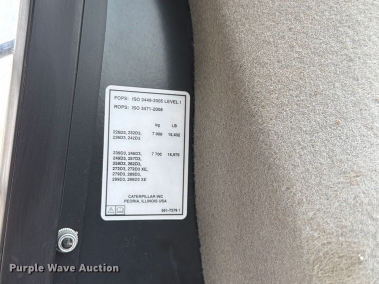 image for item EP7541 2020 Caterpillar 289D3 tracked skid steer loader