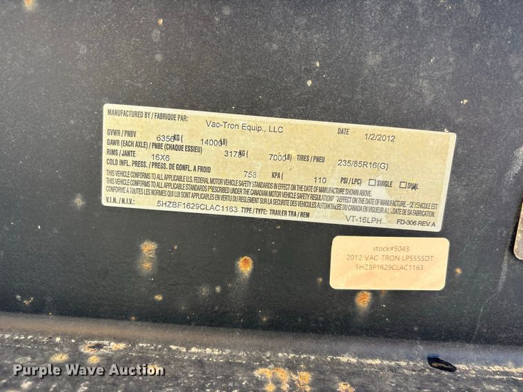 image for item ER3262 2012 Vac-Tron LP555SDT HVY vacuum excavator