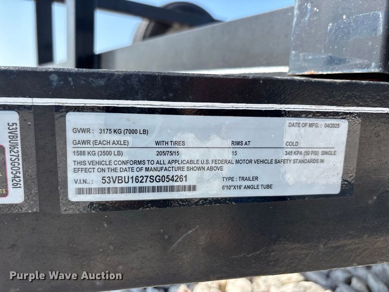 image for item ER3268 2025 Barrentine utility trailer
