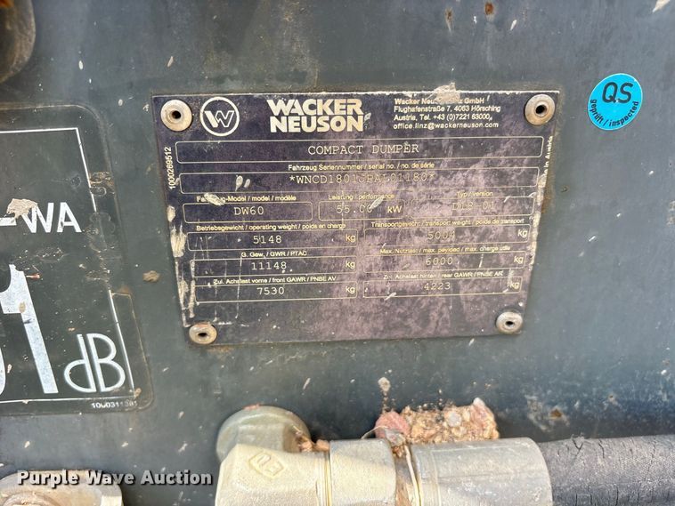image for item ES8110 Wacker Neuson DW60 site dumper