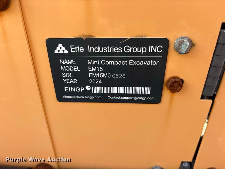 image for item ET0421 2024 Erie EM15 mini excavator
