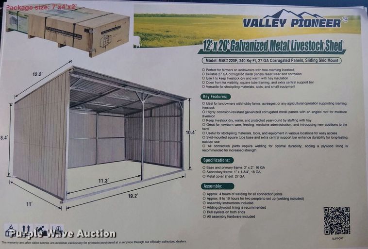 image for item ET0468 (4) 2024 Valley Pioneer MSC1220F livestock sheds