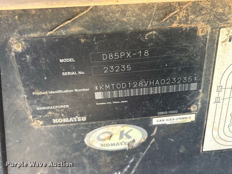 image for item ET0483 2018 Komatsu D85PX dozer