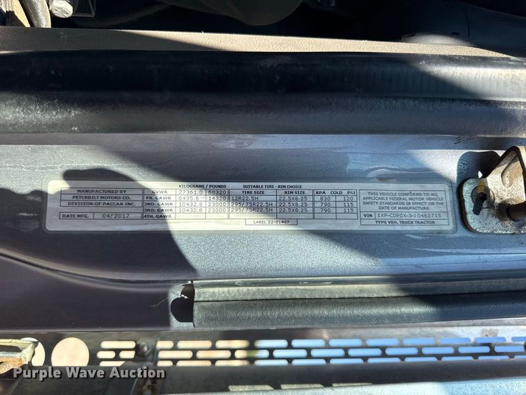image for item EV6116 2018 Peterbilt 567 truck cab and chassis