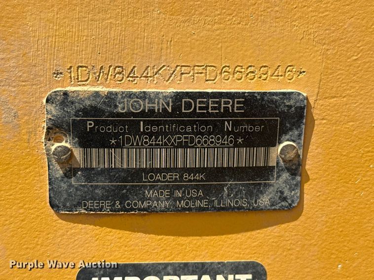 image for item EW4273 2015 John Deere 844K-II wheel loader