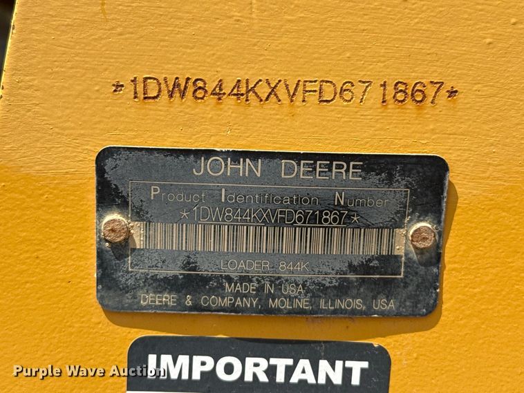 image for item EW4274 2015 John Deere 844K wheel loader