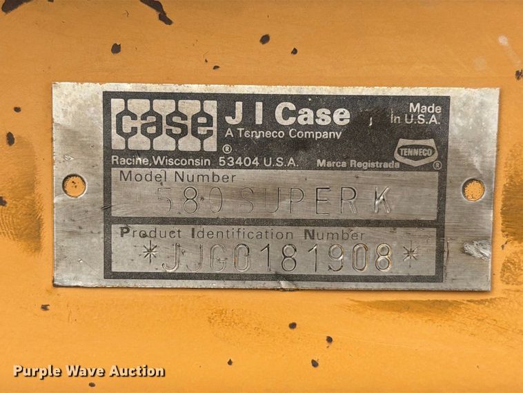 image for item EW8692 1994 Case 580 Super K backhoe