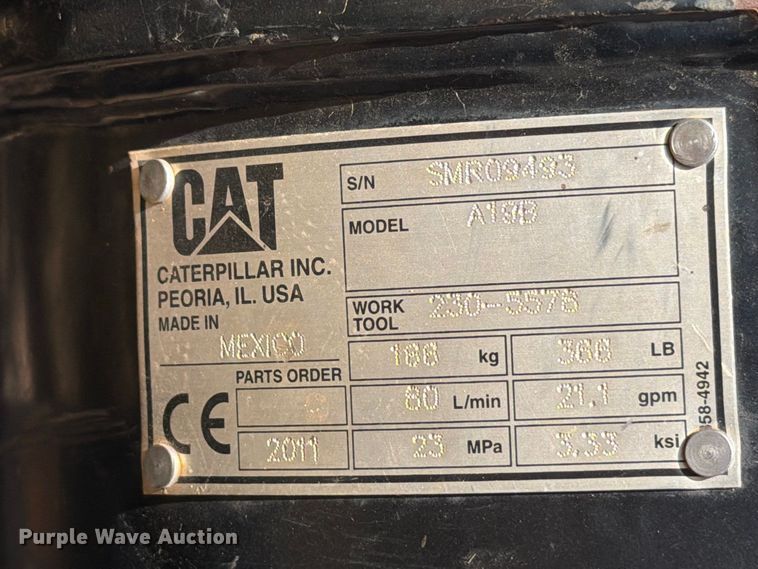 image for item EW8735 2011 Caterpillar A19B skid steer auger