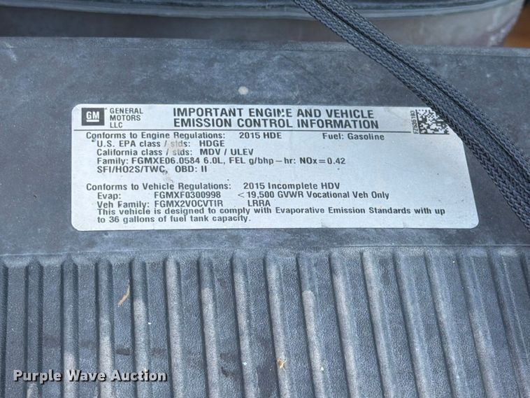 image for item FB5073 2015 Chevrolet Silverado 2500HD Ext. Cab utility bed pickup truck