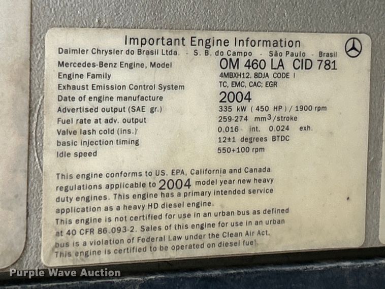 image for item FC2739 2005 Sterling Truck L9500 Series crane truck