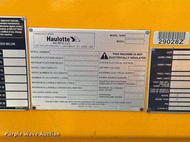 image for item FK3644 2022 Haulotte 4527A boom lift