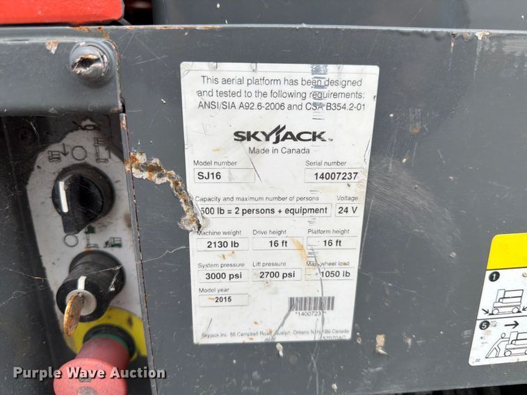 image for item FK4591 2016 Skyjack SJ16 vertical lift