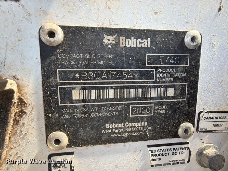 image for item FK5080 2020 Bobcat T740 tracked skid steer loader