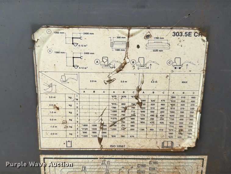 image for item FK5087 2012 Caterpillar 303.5E CR mini excavator