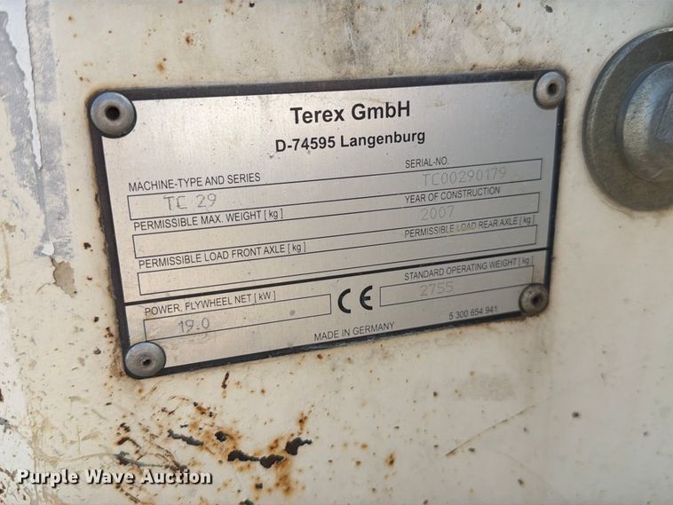 image for item FM7641 2007 Terex TC29 mini excavator