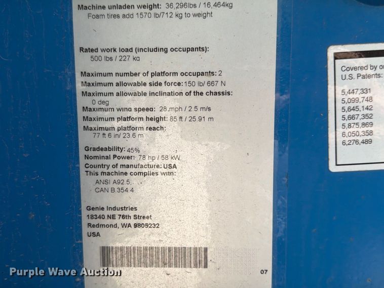 image for item FP3040 2008 Genie S-85 boom lift
