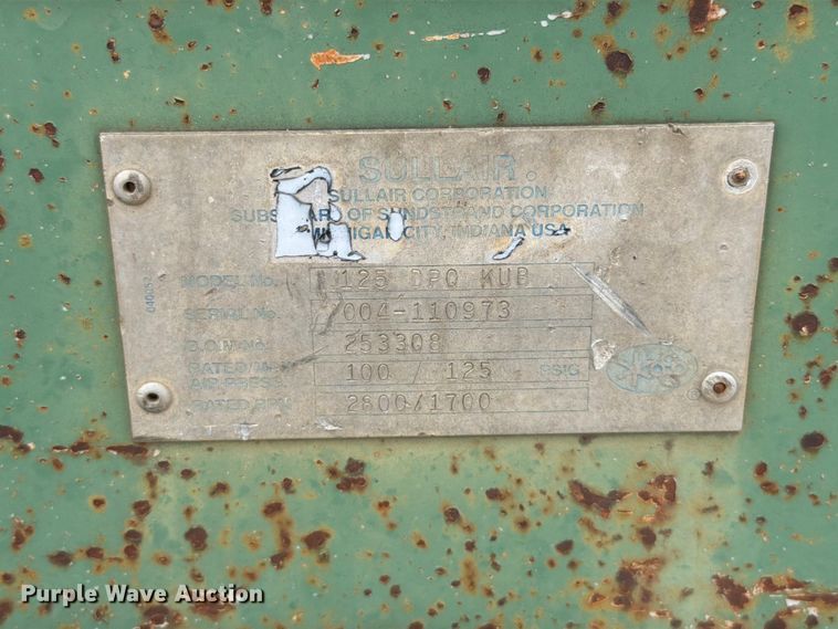 image for item FT6165 Sullair 125 DPQ KUB air compressor