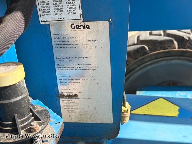 image for item FT6189 2012 Genie Z-45/25J boom lift
