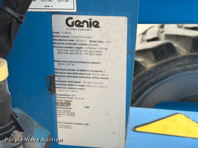 image for item FT6191 2011 Genie Z-45/25J boom lift