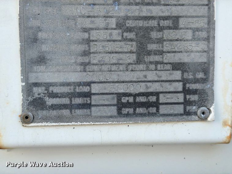 image for item FT6211 1985 Frell Inc. tank trailer